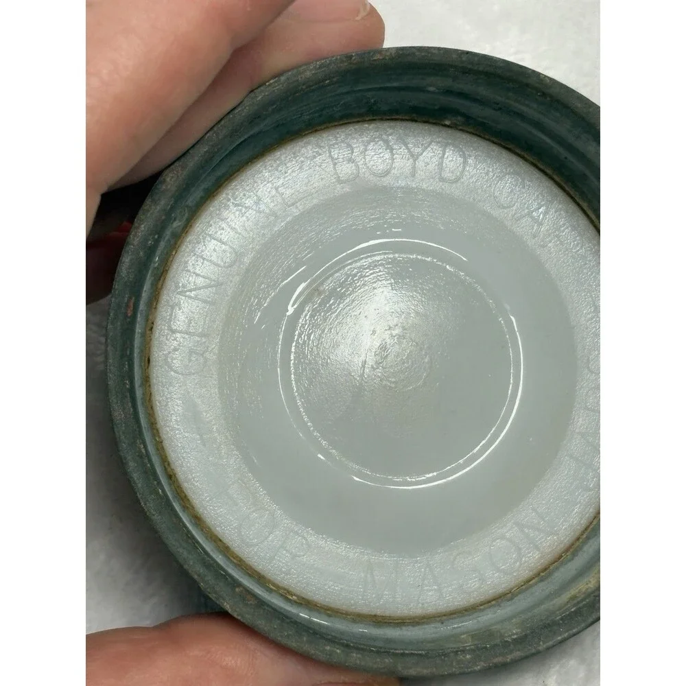 Vintage Atlas Zinc Lid Cap With Milk Glass Insert Mason Jar Genuine Canning